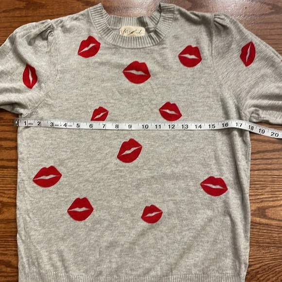 Marled LIPSTICK KISS knit sweater long sleeve SOPER SOFT crew neck ribbed size M - Picture 11 of 12